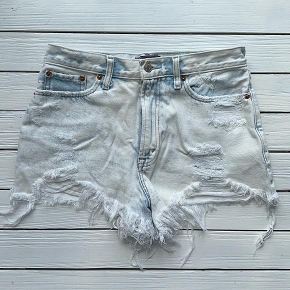 Abercrombie & Fitch Annie High Rise Cut off Denim Short size 4 - Picture 1 of 3